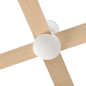 RUDDER L 4 LED Ventilateur de plafond blanc/frêne