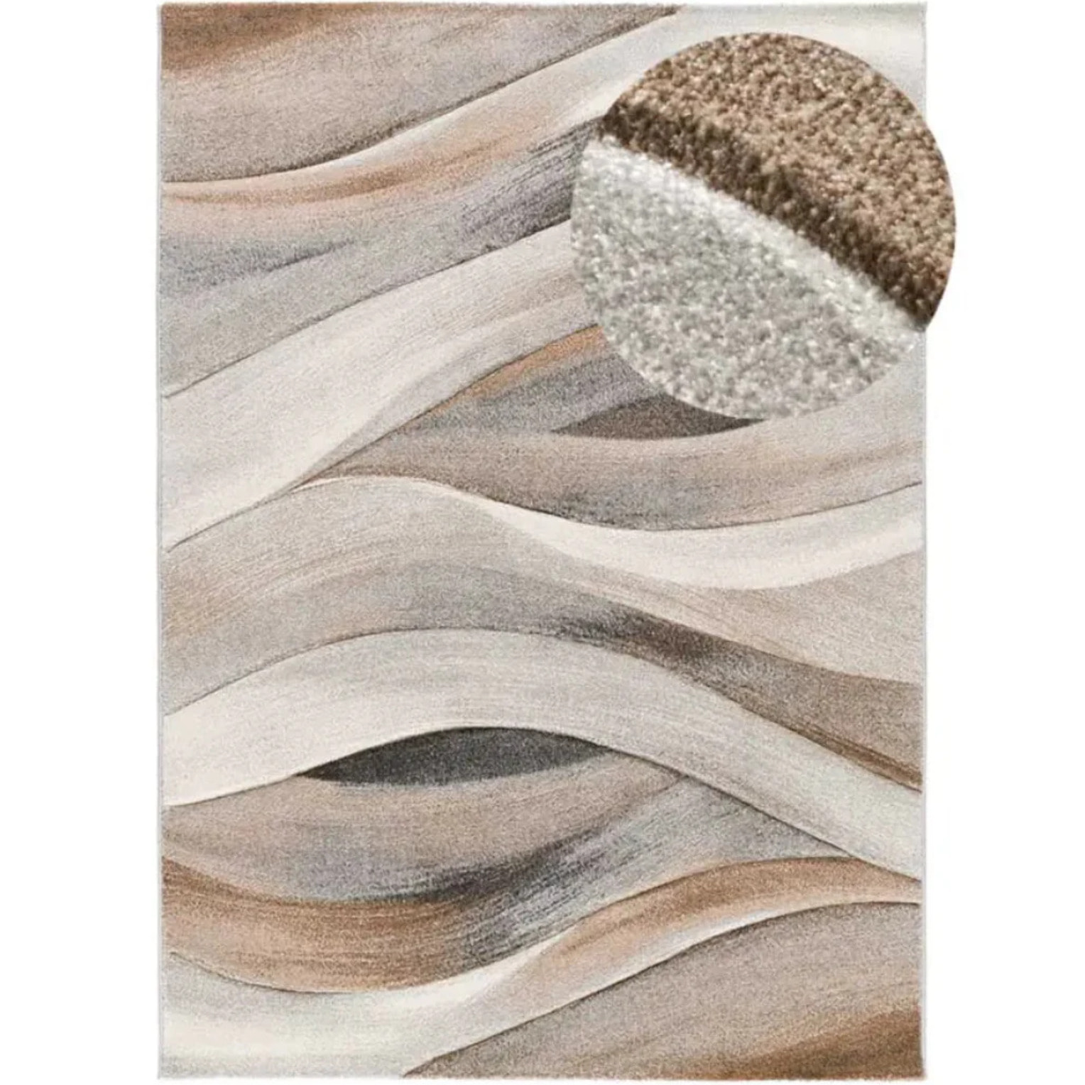 BADET Alfombra abstracta de pelo corto beige y marrón, varias medidas disponibles.