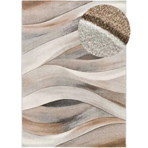 BADET Alfombra abstracta de pelo corto beige y marrón, varias medidas disponibles.