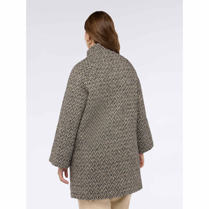 Fiorella Rubino - Cappotto in jacquard con collo alto - Beige