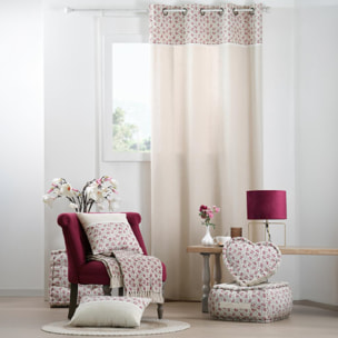 Rideau coton imprimé petites fleurs - Rose