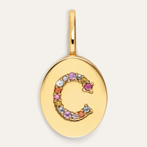 Charm Personalizado Signet Letter Colors Baño Oro