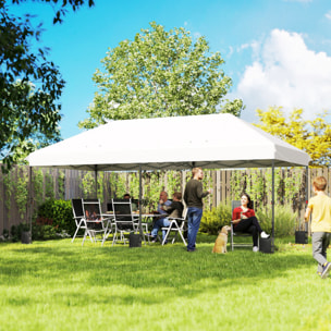 Carpa Plegable Gazebo 6x3 m, Pop-up, Cenador de Jardín Altura Ajustable en 3 Niveles, Toldo Protección UPF50+, Montaje Fácil con Bloqueo Central, 6 Sacos de Arena y Bolsa con Ruedas, Plateado