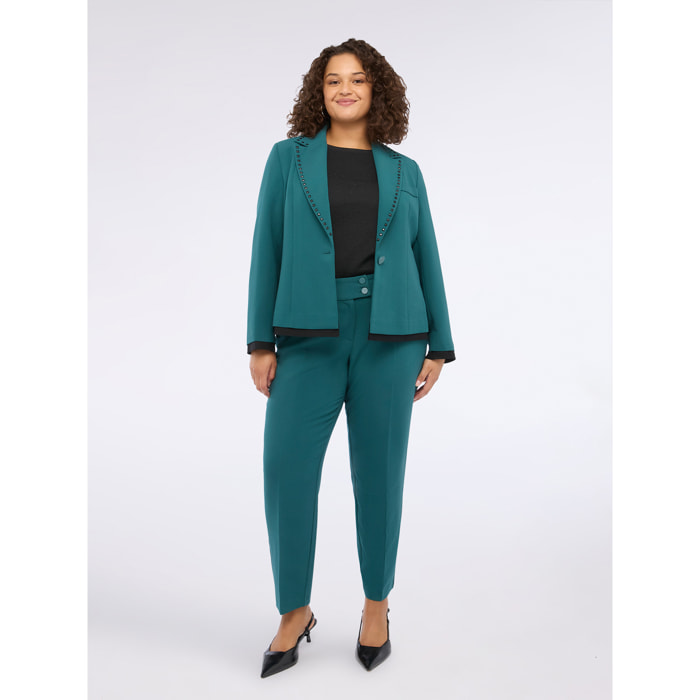 Fiorella Rubino - Blazer con tachuelas en las solapas - Petrol Blue