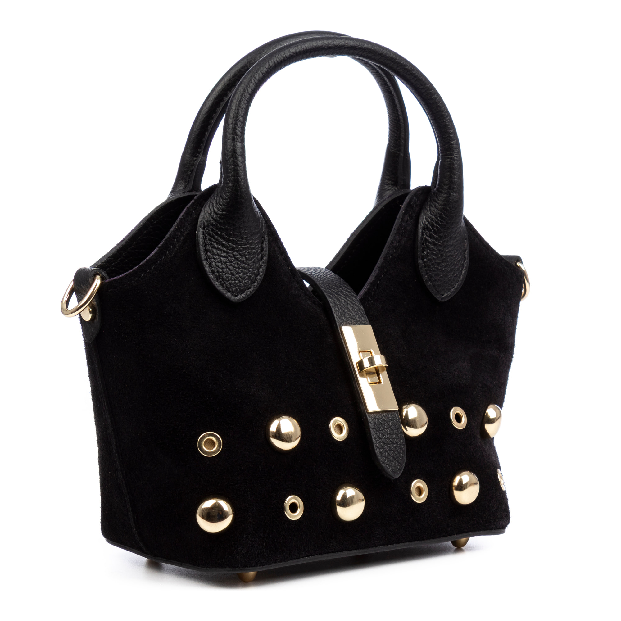 Barzanò Bolso de mano Mujer. Piel auténtica Gamuza con detalles metálicos.