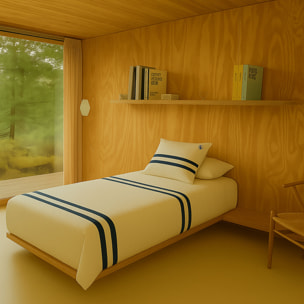 Juego de 3pzs color crudo (funda nórdica individual 155x200+30cm + sábana bajera 90x200+30cm + funda cojín 45x115cm) 100% algodón 180tc el ganso