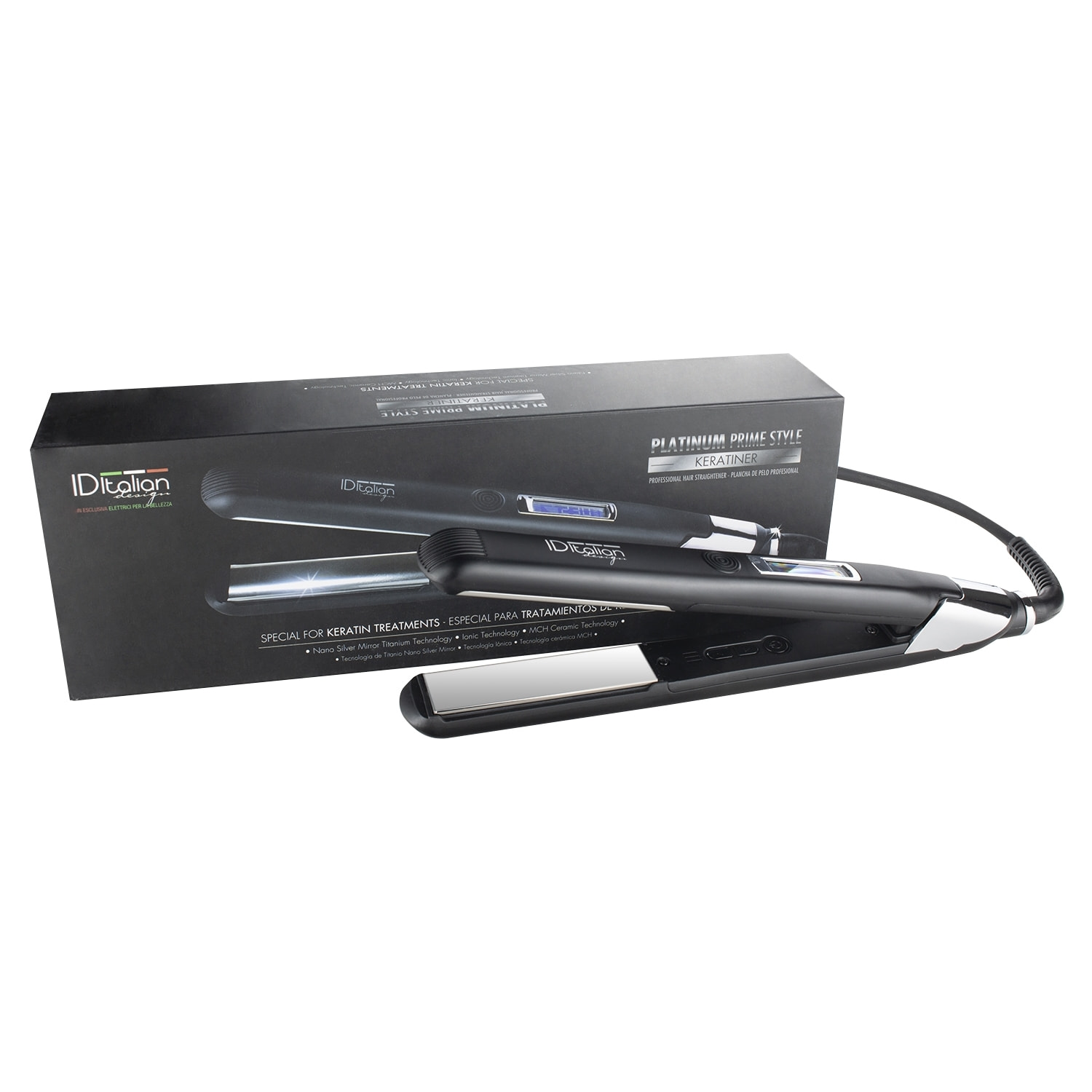 Fer à lisser platinum keratiner id - noir et plaque miroir coloris argenté - 48w