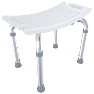 Sgabello Doccia Sedile Vasca Da Bagno Altezza Regolabile In 6 Posizioni Piedini Antiscivolo Portata Max 120 Kg 50 x 30 Cm Bianco