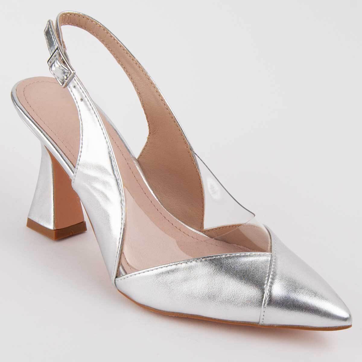 Zapato De Tacón - Plateado - Altura: 8 Cm