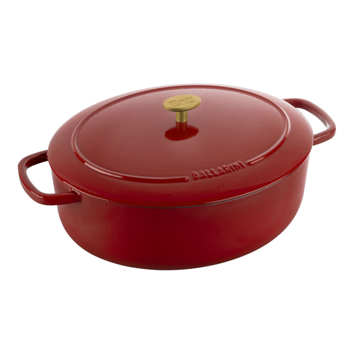 Cocotte en fonte, Ovale, Rouge, 33 cm