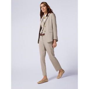 Oltre - Pantaloni a sigaretta in tessuto fluido - Beige