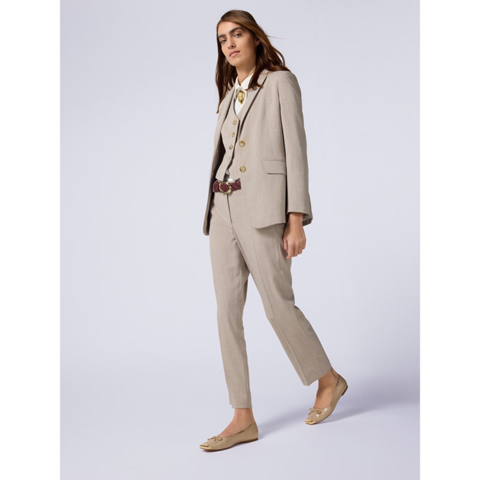 Oltre - Pantaloni a sigaretta in tessuto fluido - Beige