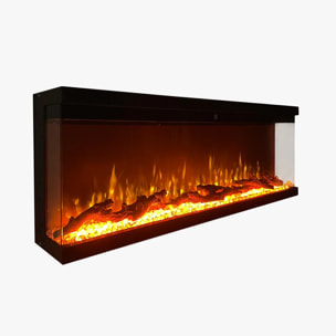 Boston 100 - Camino Elettrico 3 Lati da Incasso 101,6x43,9x20,1 cm in Acciaio Nero