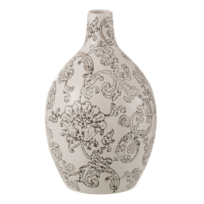 J-Line vase Zen Rond - porcelaine - blanc/noir - 30 cm de hauteur