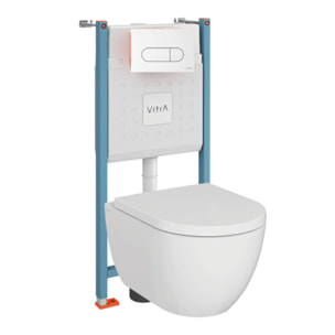 Pack WC suspendu sans bride M60 VortexFlush Round + abattant frein de chute + Bâti support mur porteur + Plaque Blanc