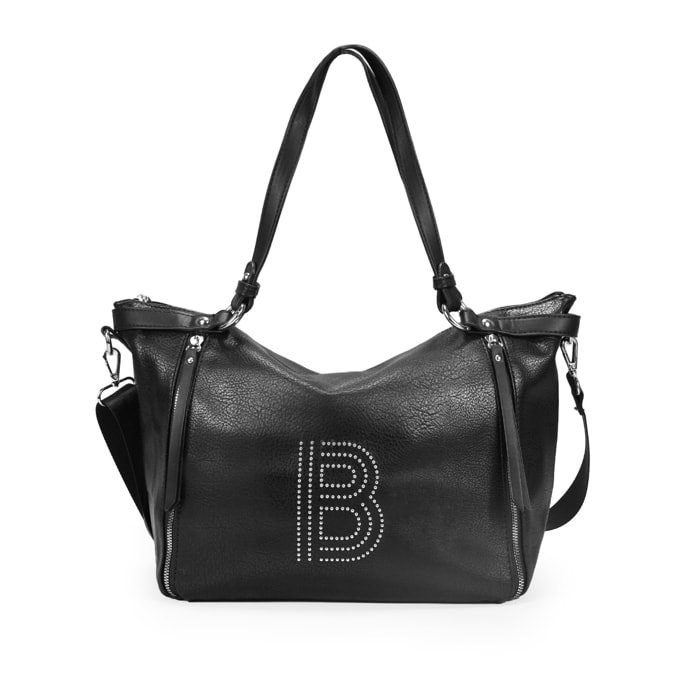 Bolso de hombro negro con tachas