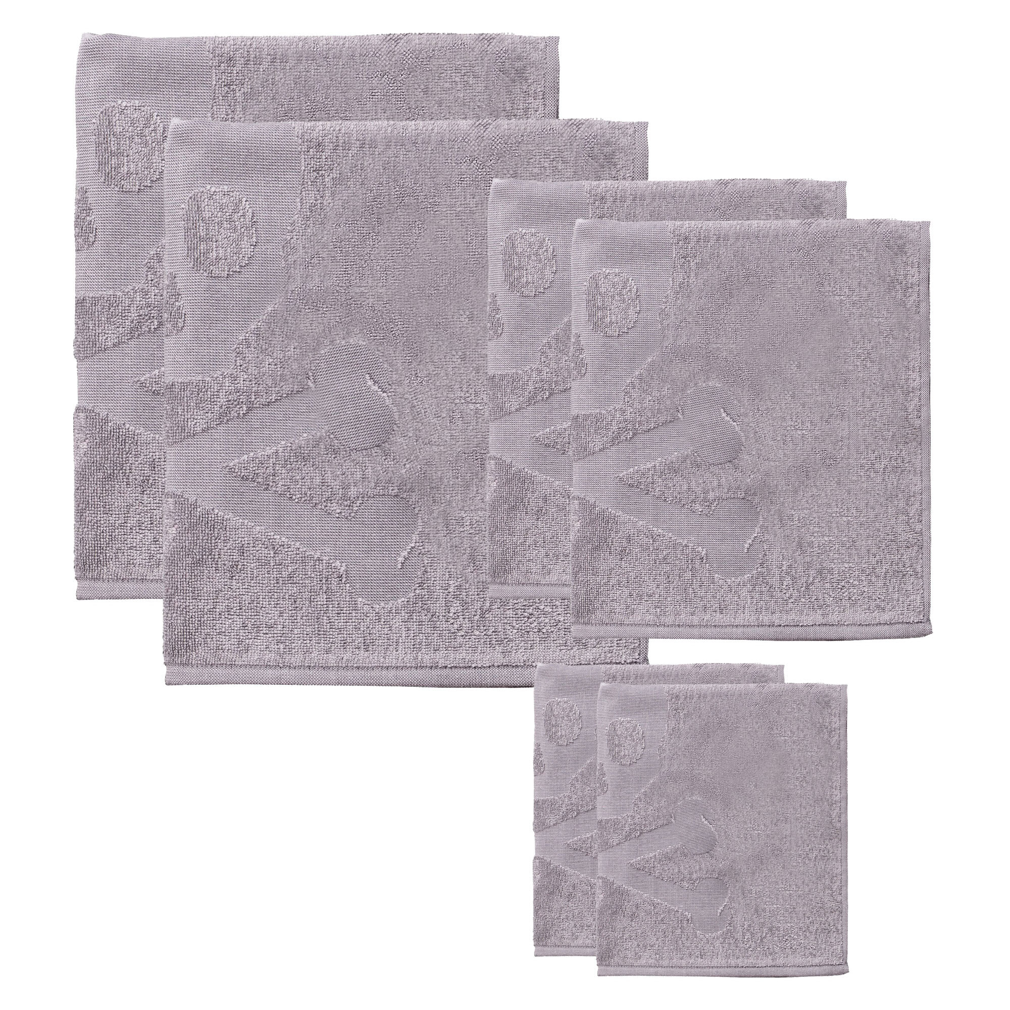 Set 6 de toallas de baño calavera (2x tocador 30x50cm + 2x manos 50x90cm + 2x baño 70x140cm) 100%algodón gris scalpers home