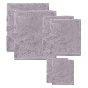 Set 6 de toallas de baño calavera (2x tocador 30x50cm + 2x manos 50x90cm + 2x baño 70x140cm) 100%algodón gris scalpers home