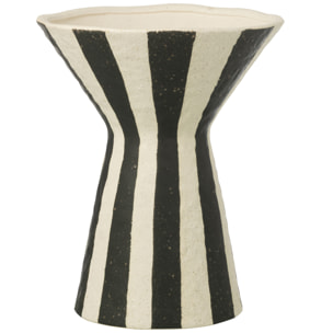 J-Line Vase Ligné - grès - blanc cassé/noir - large