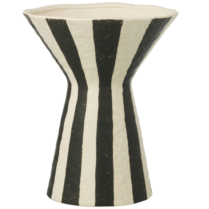 J-Line Vase Ligné - grès - blanc cassé/noir - large