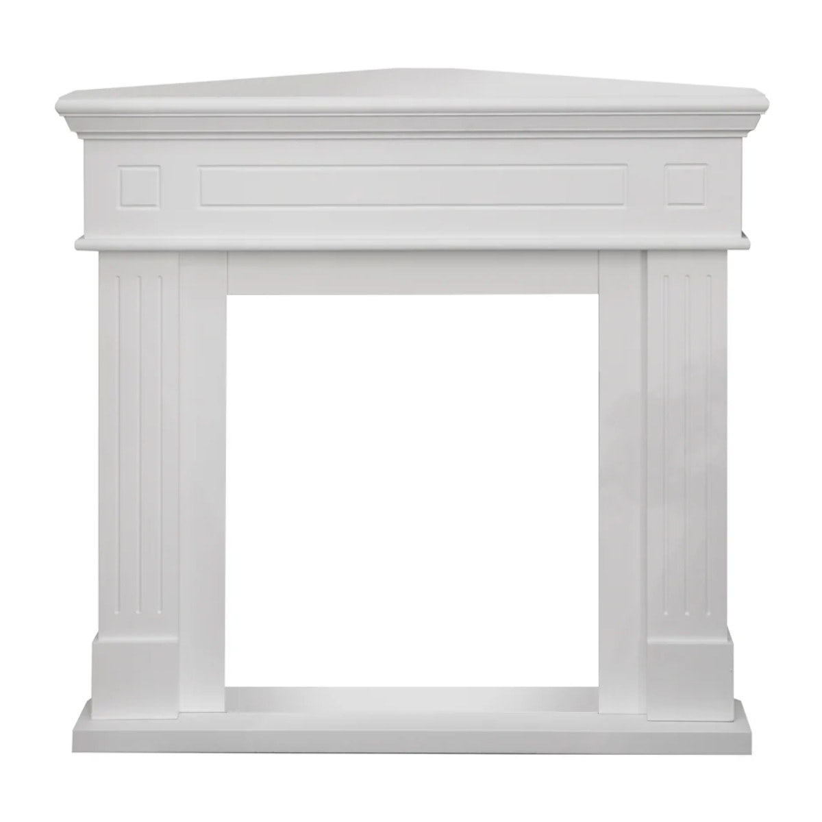 Ford - Cornice per Camino Angolare 110x102x63 cm Rivestimento Decorativo in Legno MDF Bianco