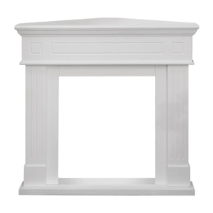 Ford - Cornice per Camino Angolare 110x102x63 cm Rivestimento Decorativo in Legno MDF Bianco