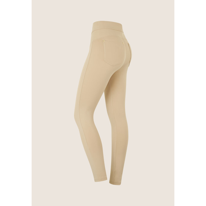 Pantaloni N.O.W. in jersey a vita alta con impunture