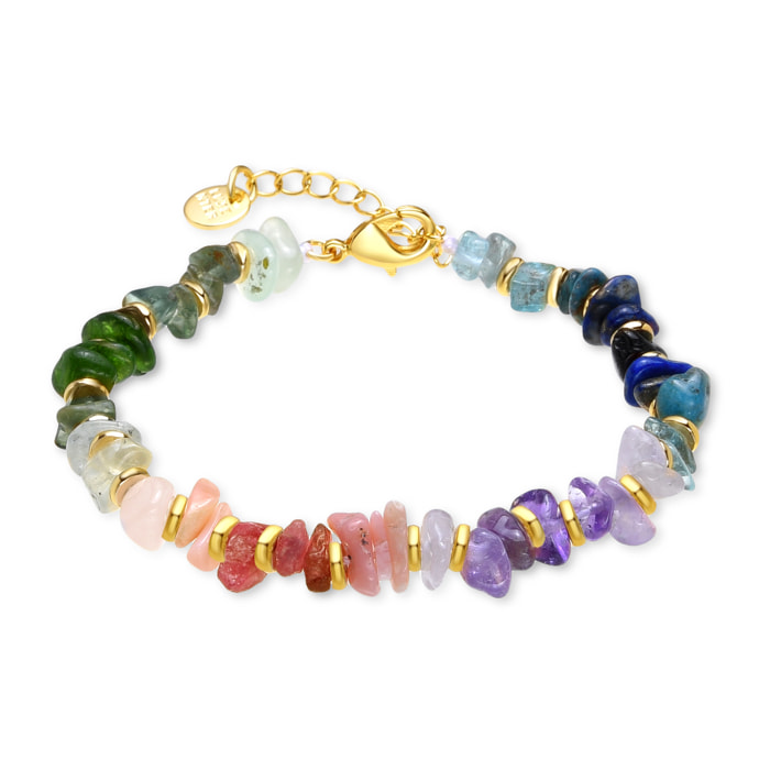 Pulsera de Fluorita acabada en oro amarillo de 18k