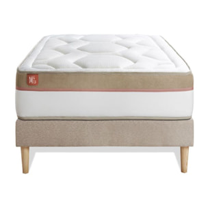 Ensemble Matelas Le Cosy - 30cm - Mémoire de forme - Confort durable - Sommier kit Beige