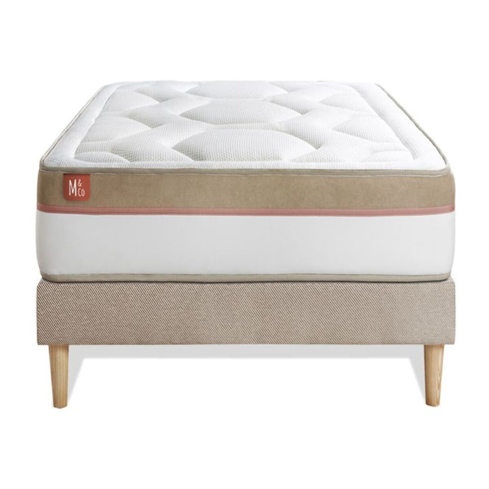 Ensemble Matelas Le Cosy - 30cm - Mémoire de forme - Confort durable - Sommier kit Beige