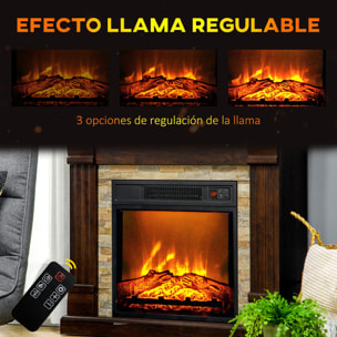 Chimenea Eléctrica 1800W Calentador de Chimenea con Efecto de Llama Mando a Distancia Temporizador y Protección Sobrecalentamiento para Sala 30 m² 80x21,6x67,8 cm Marrón Oscuro