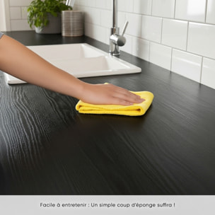 Rouleau adhésif protecteur effet bois noir au mètre - Autocollants Revêtement Adhésif Cuisine Meubles Salle de bain