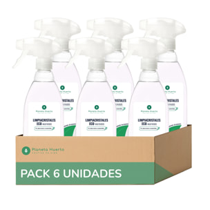 PLANETA HUERTO | Pack 6x Limpiacristales y Multiusos Eco 750ml Limpieza Ecológica para Cristales, Espejos y Superficies Acristaladas | Biodegradable y Seguro