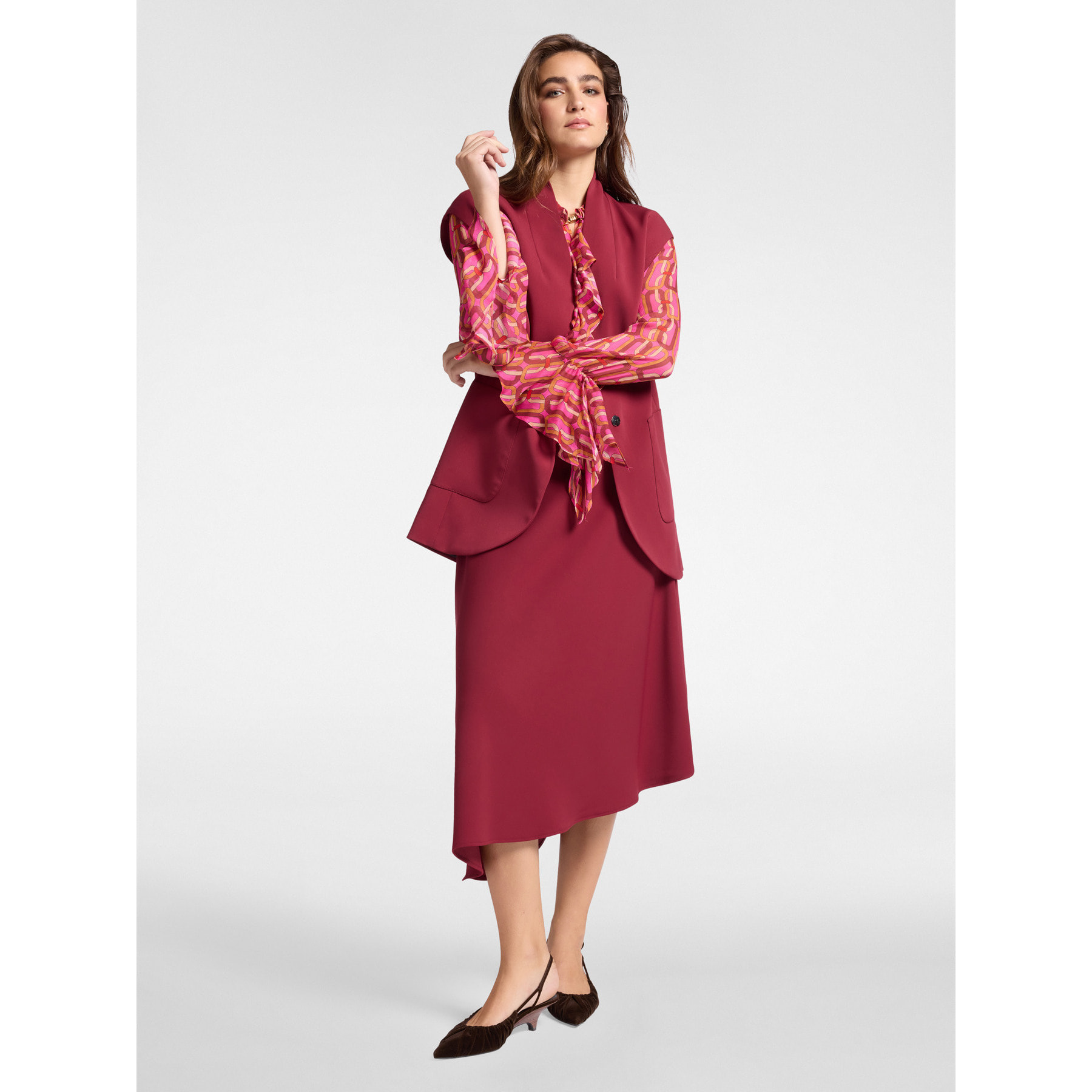 Elena Mirò - Blazer senza maniche in cady stretch - Bordeaux