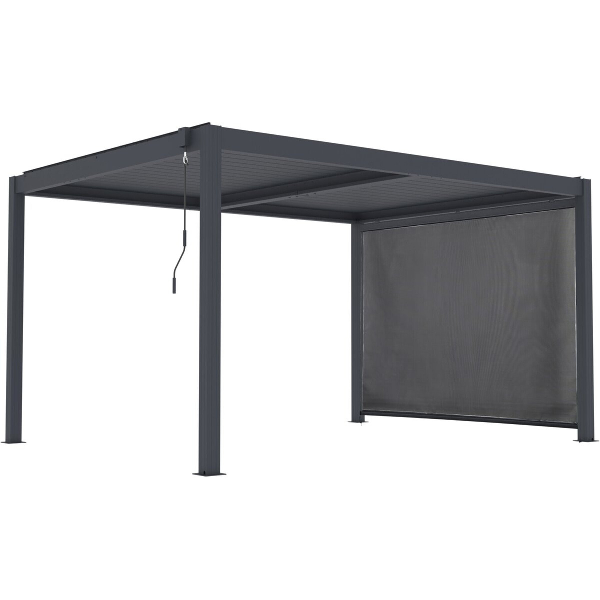 Pergola bioclimatique avec led et store en aluminium "Windsor premium" - 3 x 4 m - Gris