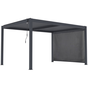 Pergola bioclimatique avec led et store en aluminium "Windsor premium" - 3 x 4 m - Gris