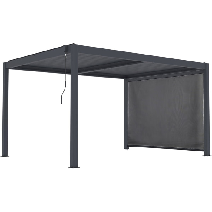 Pergola bioclimatique avec led et store en aluminium "Windsor premium" - 3 x 4 m - Gris