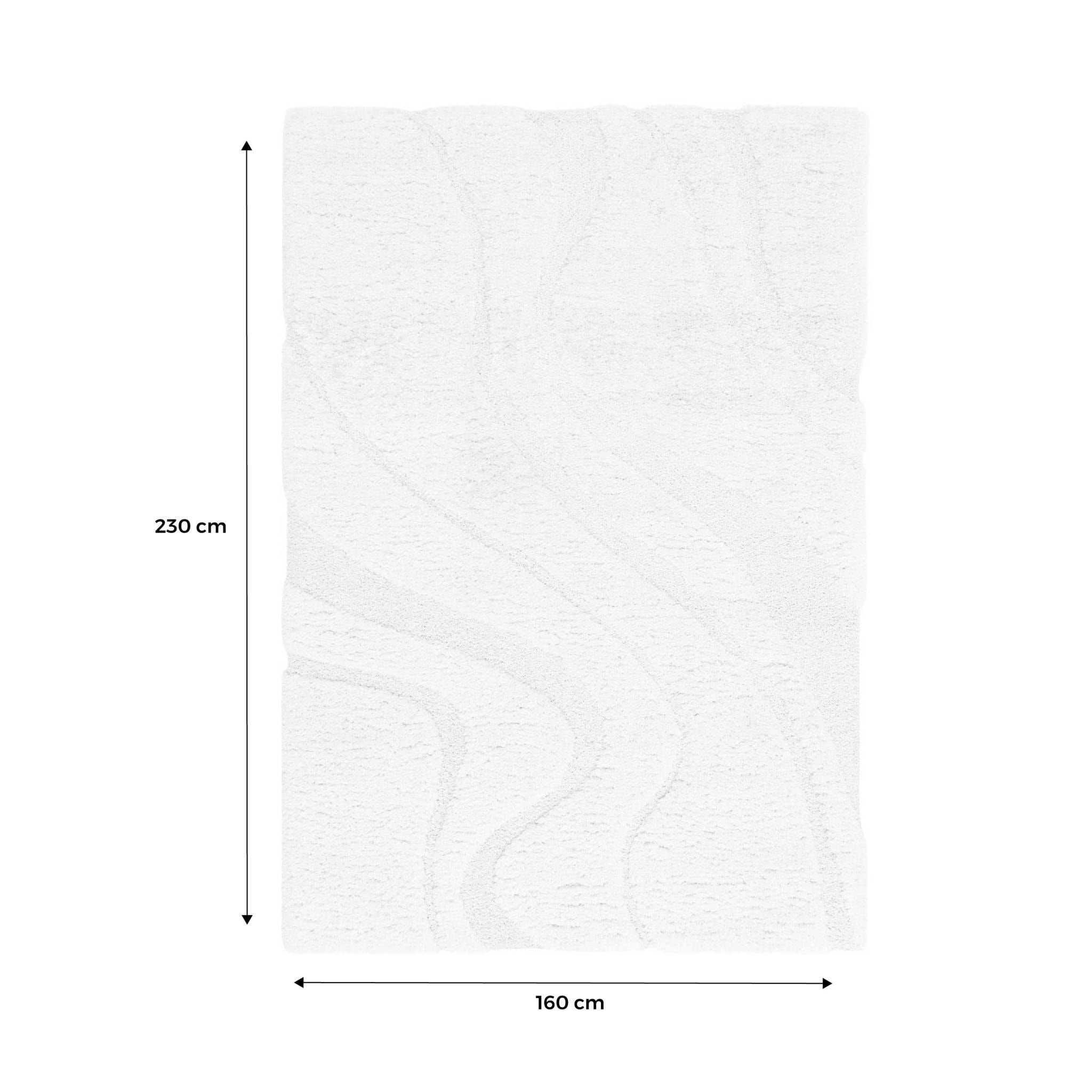 Tapis intérieur shaggy motif avec relief crème Amy 160x230cm