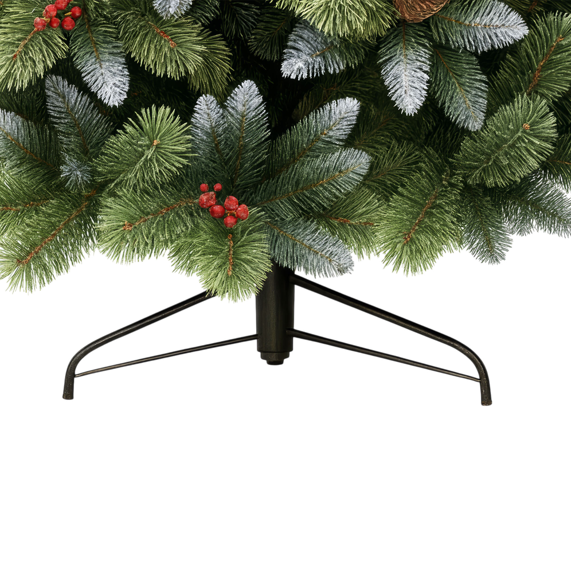 Cortina - Albero di Natale Innevato in PVC e PP con Pigne e Bacche Ø121x210H, 1348 Punte