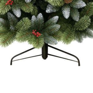 Cortina - Albero di Natale Innevato in PVC e PP con Pigne e Bacche Ø121x210H, 1348 Punte