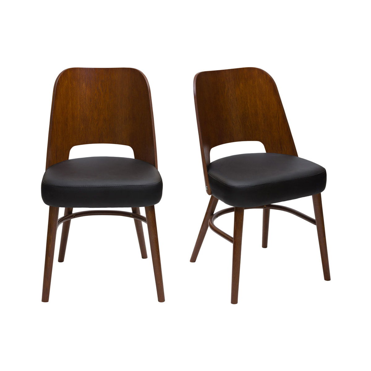 Chaises vintage bois foncé et noir (lot de 2) EDITO