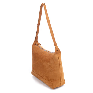 Atella bolso bandolera grande de piel auténtica gamuza.