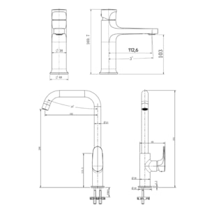 Dark set mitigeur lavabo à levier + mitigeur cuisine avec bras pivotant, or brossé (SATBSDA271BZ)