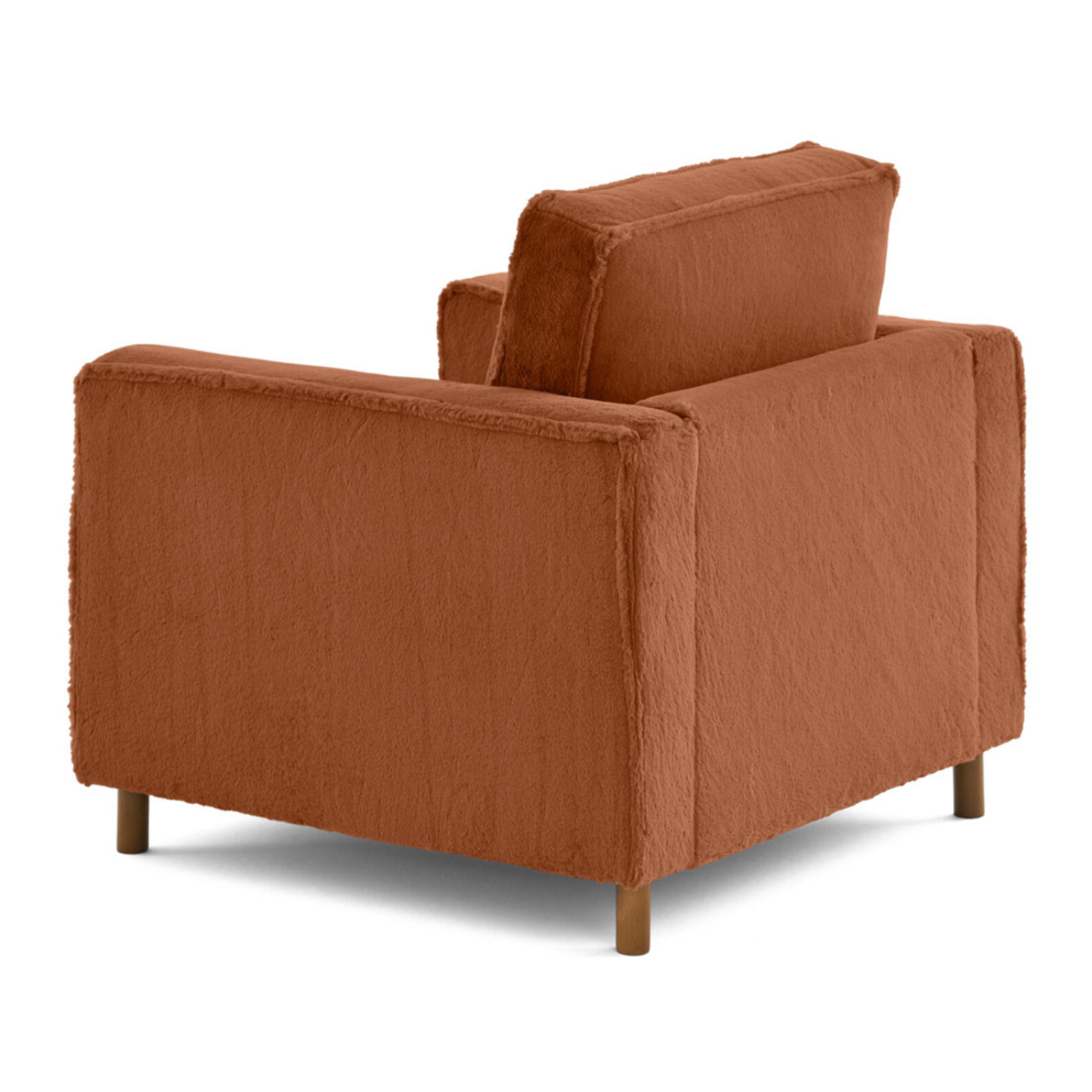 Jake - fauteuil en fausse fourrure - pieds en bois foncé - Rouille