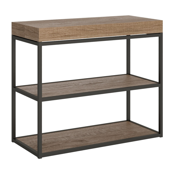 Consolle allungabile 90x40/196 cm Plano Small Quercia Natura telaio Antracite.