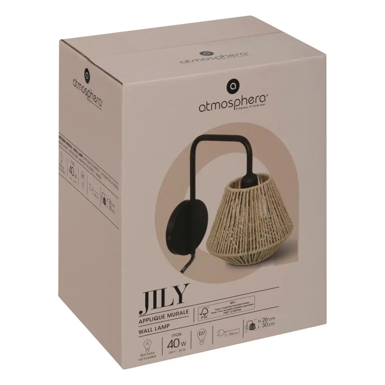 Applique murale "Jily" beige D18cm