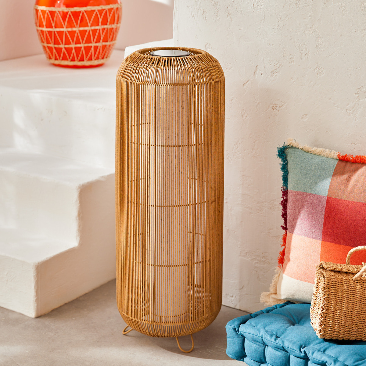 Lampadaire d'extérieur solaire "Loise" beige H78cm