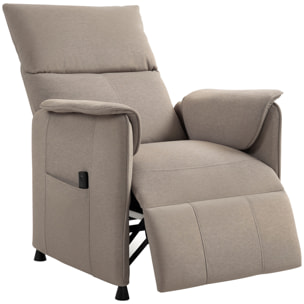 Fauteuil relax électrique inclinable repose-pieds rétractable télécommande velours marron