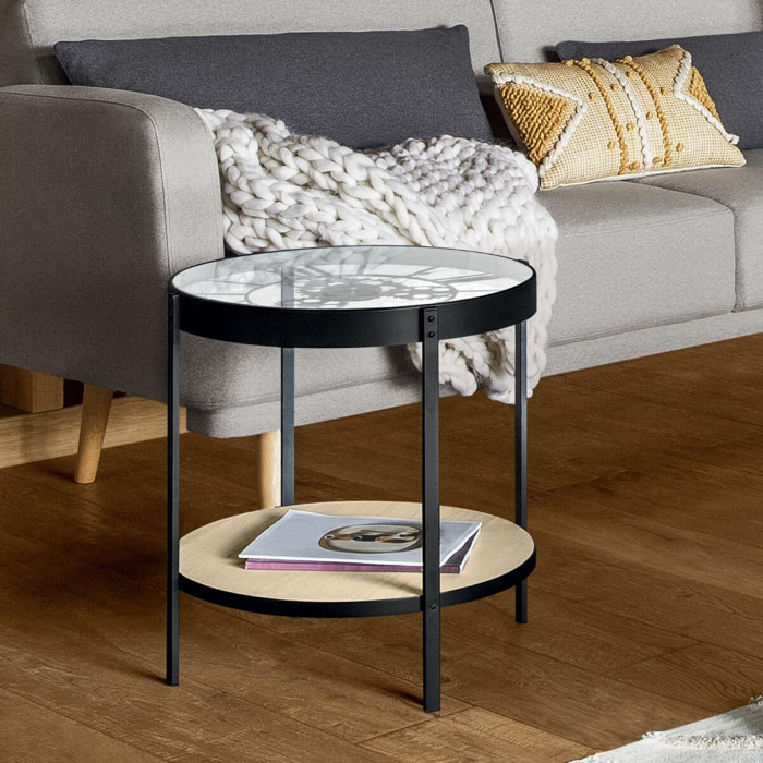 Table d'appoint horloge noir D51cm