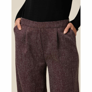 Oltre - Pantalones palazzo mezcla viscosa - Burgundy